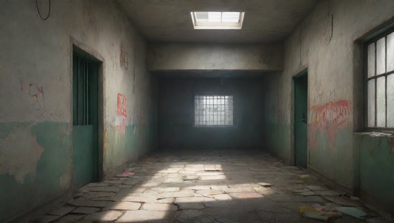 Backdrop background environment neutral colors artstation nostalgic colorful MILGRAM Es MILGRAM Es Nice to meet you prisoners My name is Es Im the guard of the MILGRAM prison undefined