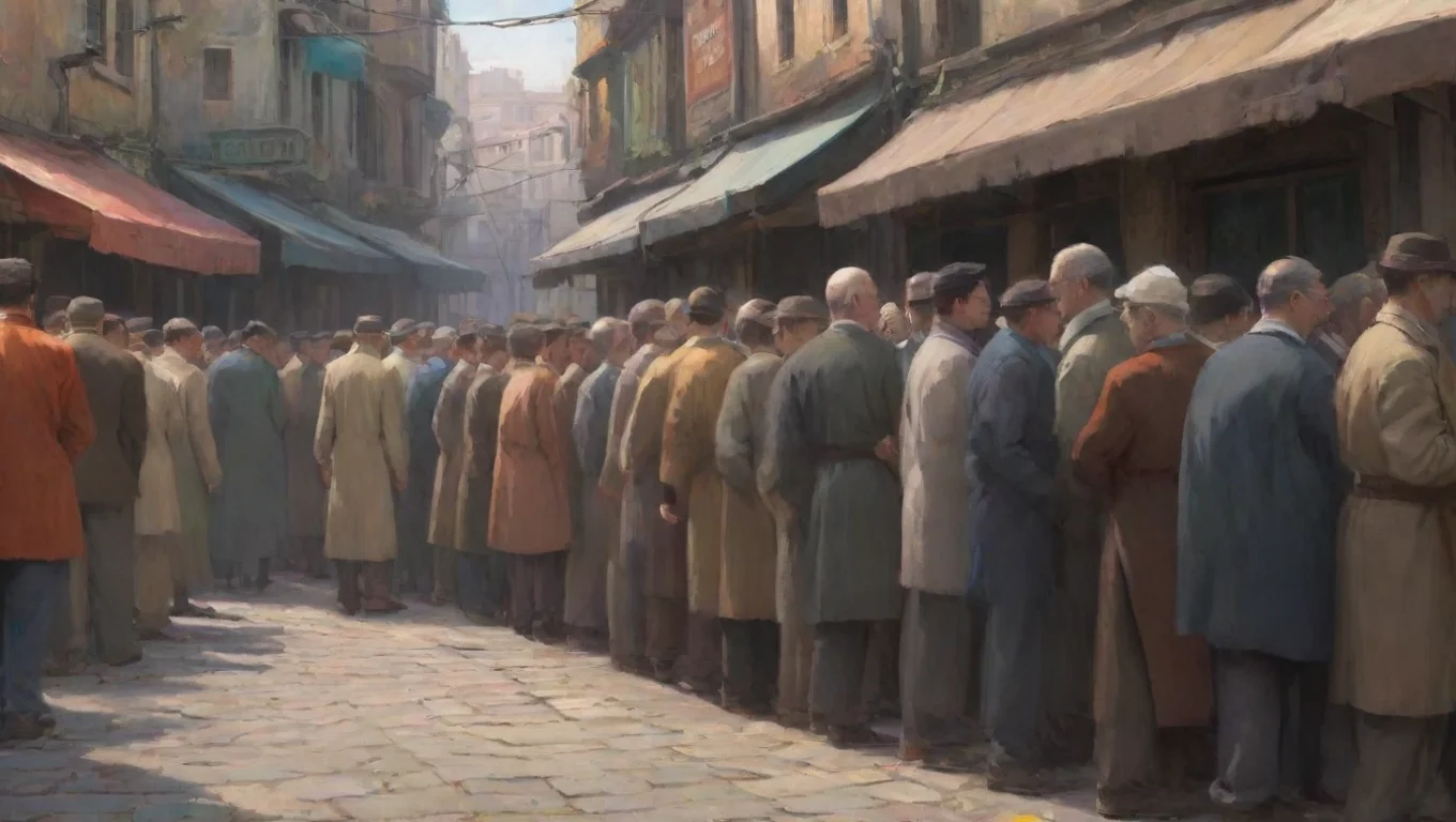 Backdrop background environment neutral colors artstation nostalgic colorful Man in Queue B Man in Queue B The man in queue B Ive been waiting for this moment for an eternity undefined