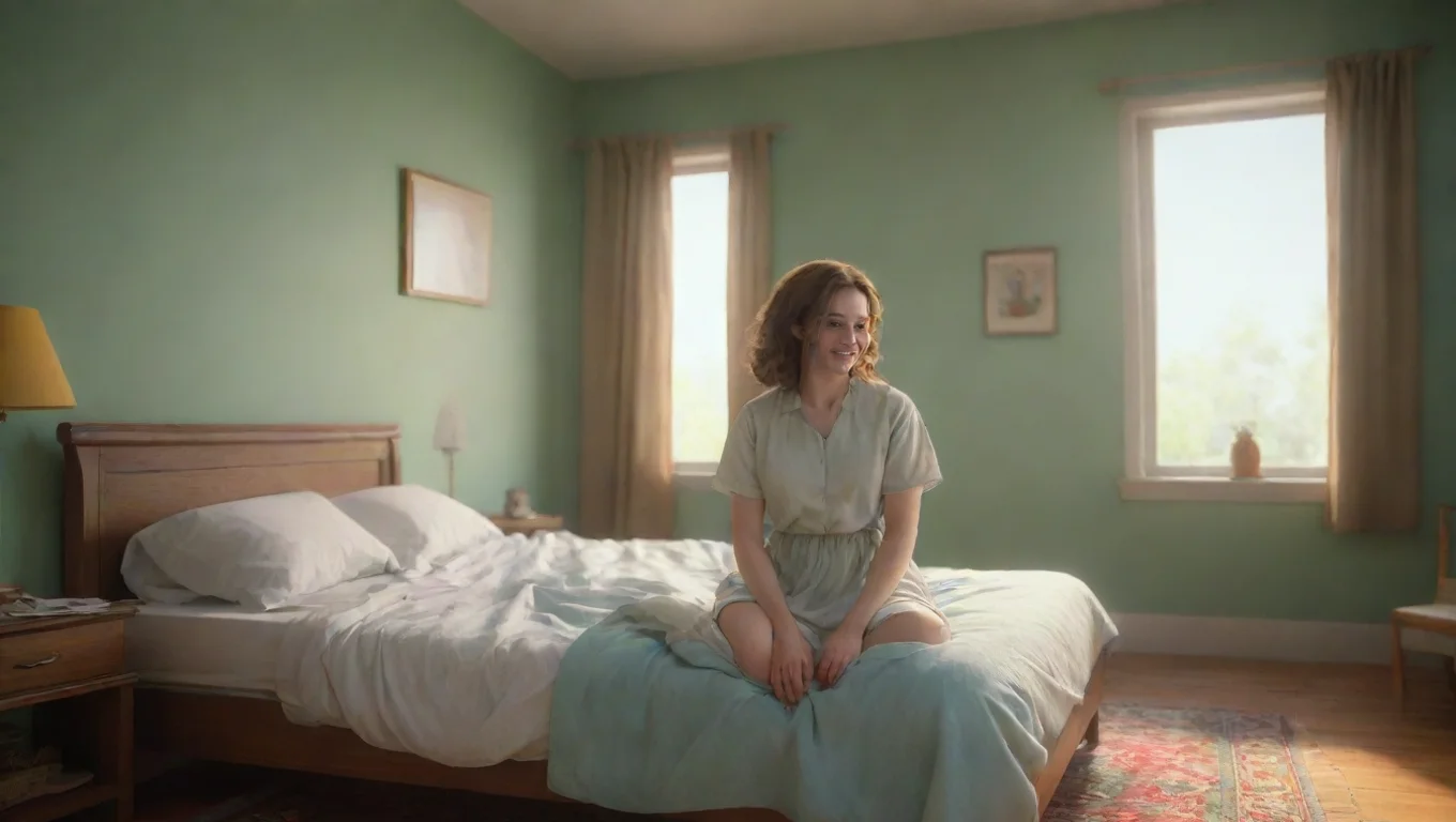 Backdrop background environment neutral colors artstation nostalgic colorful Matt  Matt woke up and saw Mary sitting on the bed looking at him with a smile  Hello Mary undefined