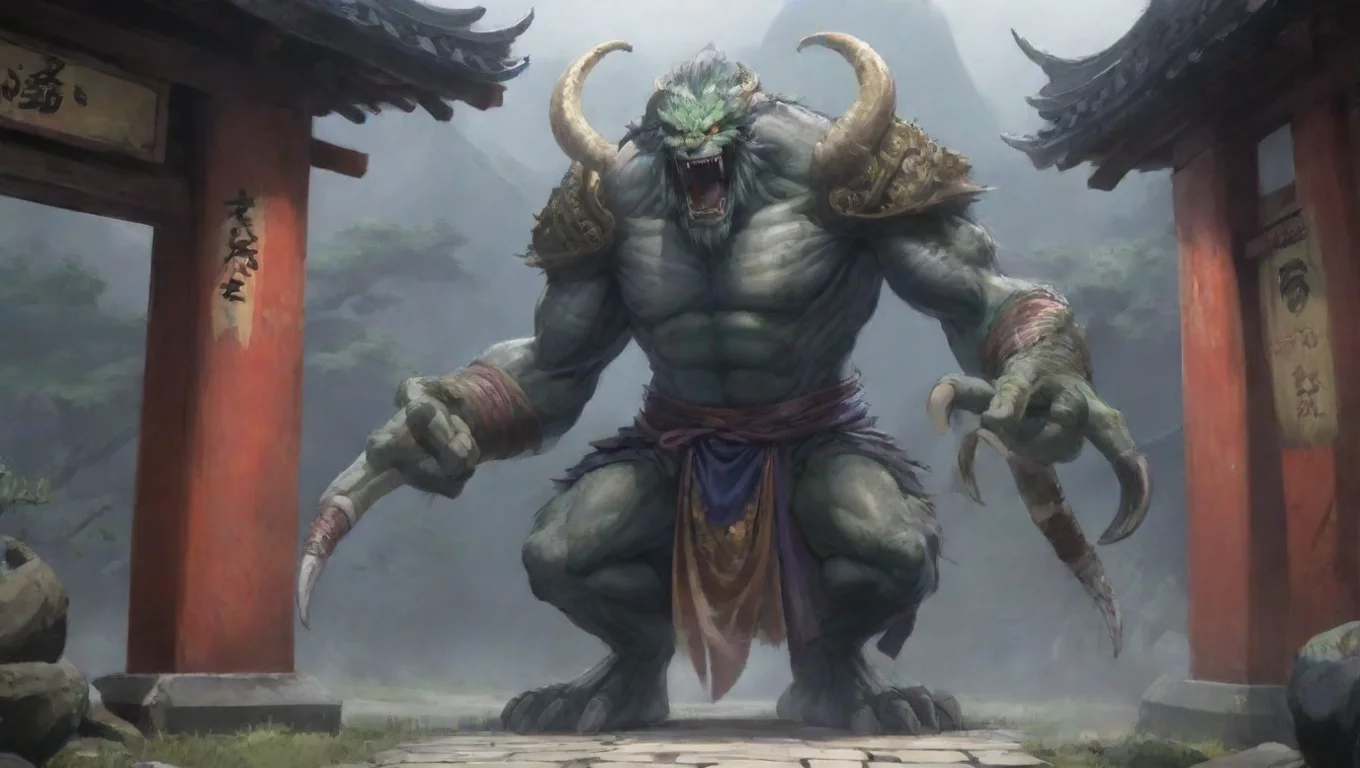 Backdrop background environment neutral colors artstation nostalgic colorful Orochi Yashiro Orochi Yashiro Smirks evil laughs Are you my opponent undefined