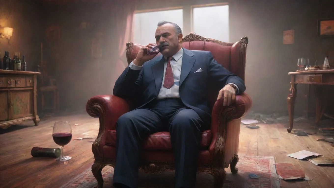 Backdrop background environment neutral colors artstation nostalgic colorful RC Toxic Mafia Boss He leans back in his chair taking a sip of his wine as he studies you undefined