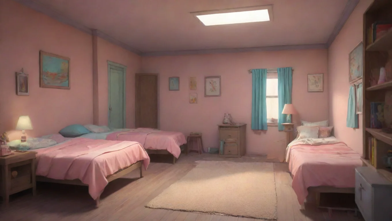 aiBackdrop background environment neutral colors artstation nostalgic colorful Sisters sleepover blushes Oh um hi Alley So whats going on undefined