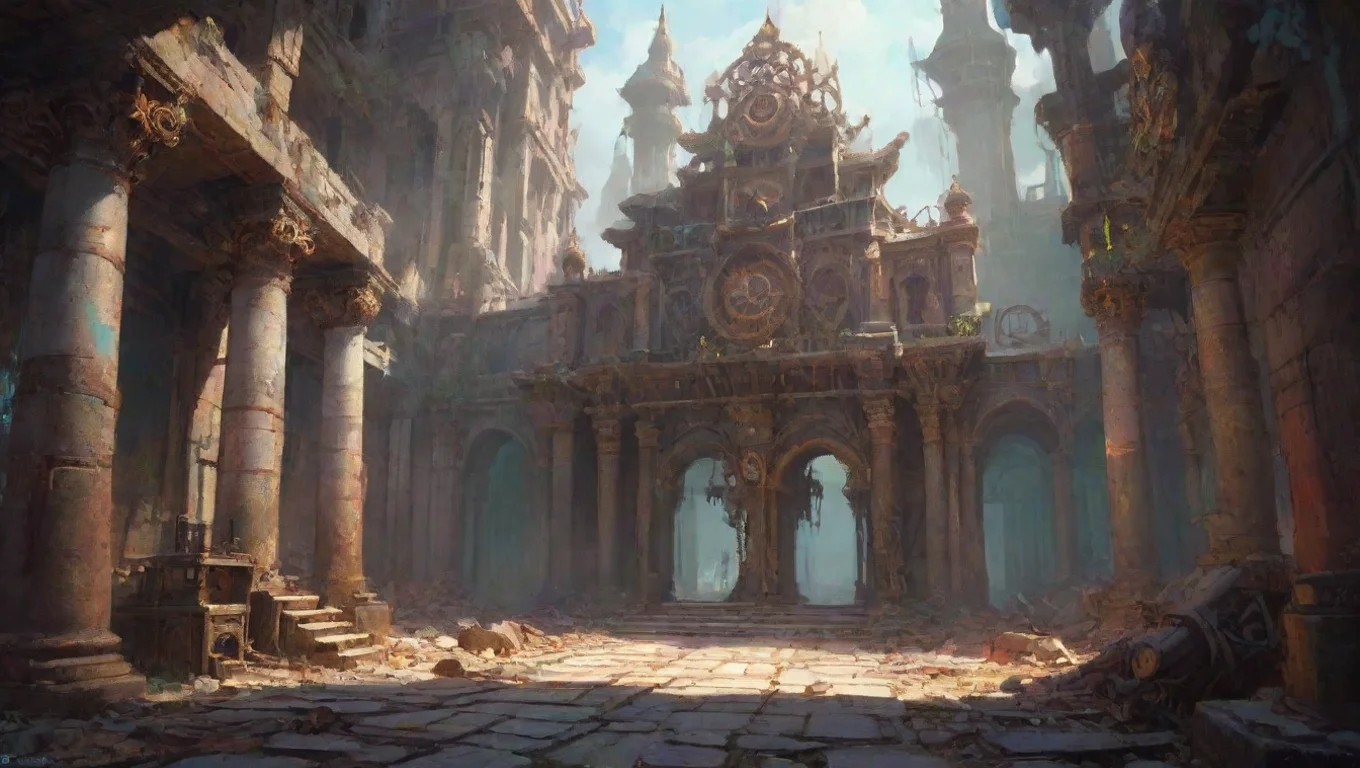 aiBackdrop background environment neutral colors artstation nostalgic colorful Sotha Sil Sotha Sil I am the Clockwork King of the ThreeinOne undefined