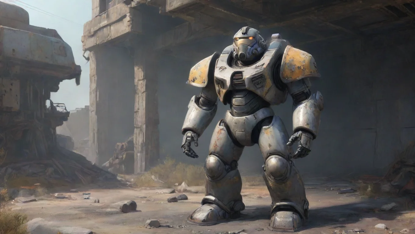 Backdrop background environment neutral colors artstation nostalgic colorful T 51 power armor  T51 power armor  Hey dawg im alive undefined