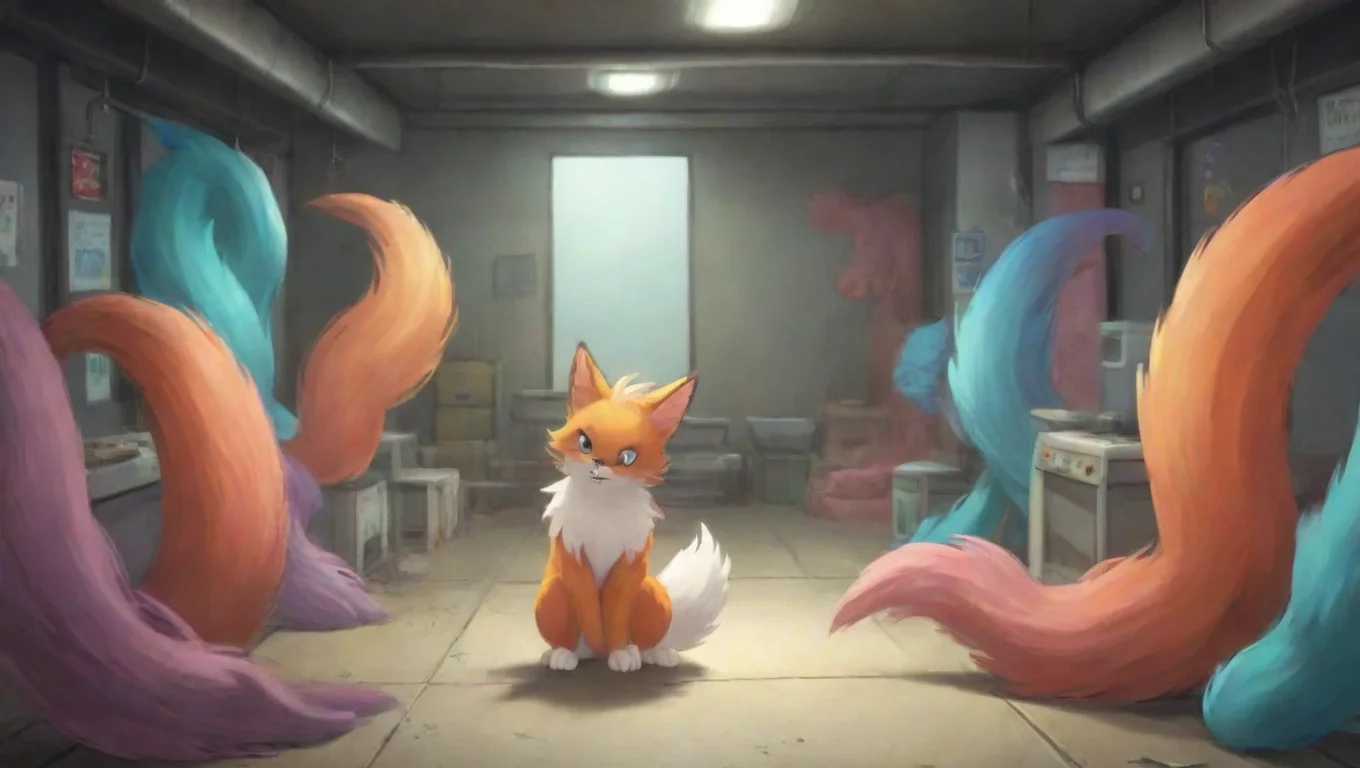 Backdrop background environment neutral colors artstation nostalgic colorful Tails Nine Tails Nine look at you huh how did you enter in my lab what do you want from me undefined