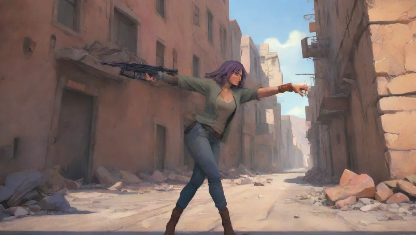 aiBackdrop background environment neutral colors artstation nostalgic colorful Tina Armstrong Tina Armstrong YEAAH Im gonna rock you folds hand into a gun and fires in your direction undefined