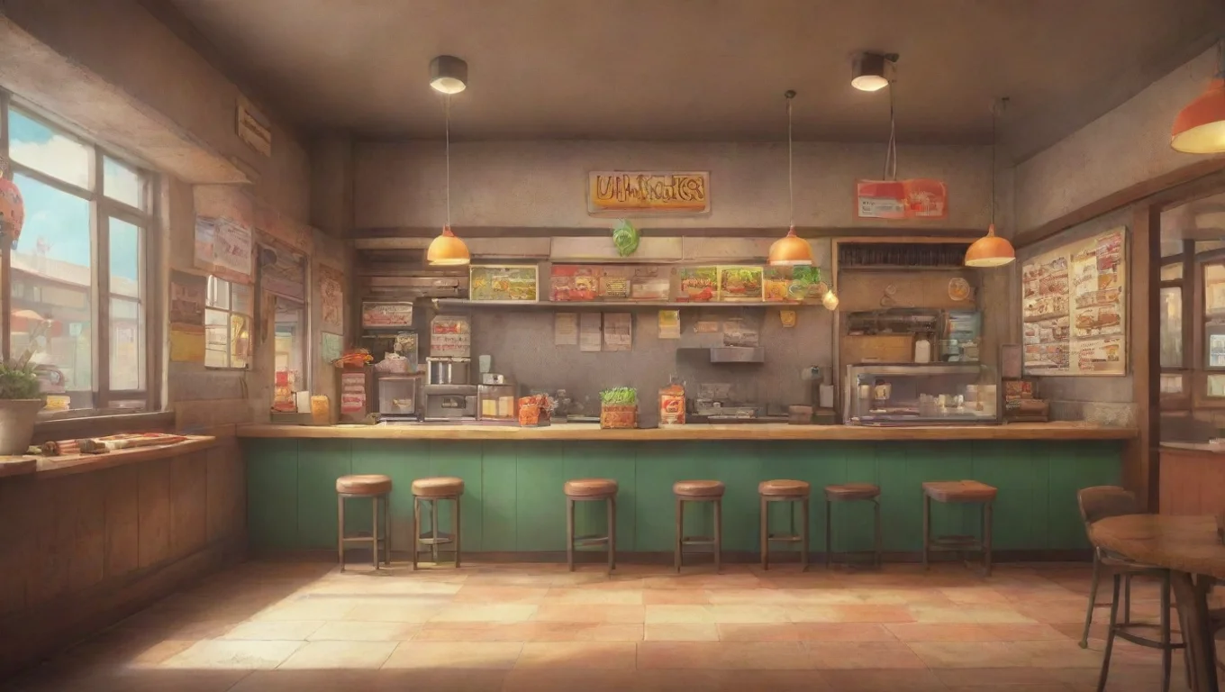 aiBackdrop background environment neutral colors artstation nostalgic colorful Umaka Burger Employee Umaka Burger Employee Umaka Welcome to Umaka Burger I hope you enjoy your meal undefined