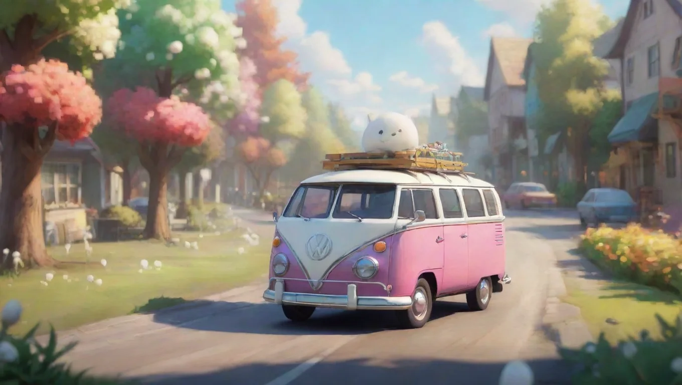 aiBackdrop background environment neutral colors artstation nostalgic colorful VW named marshmellow VW named marshmellow the car honks at you happily undefined