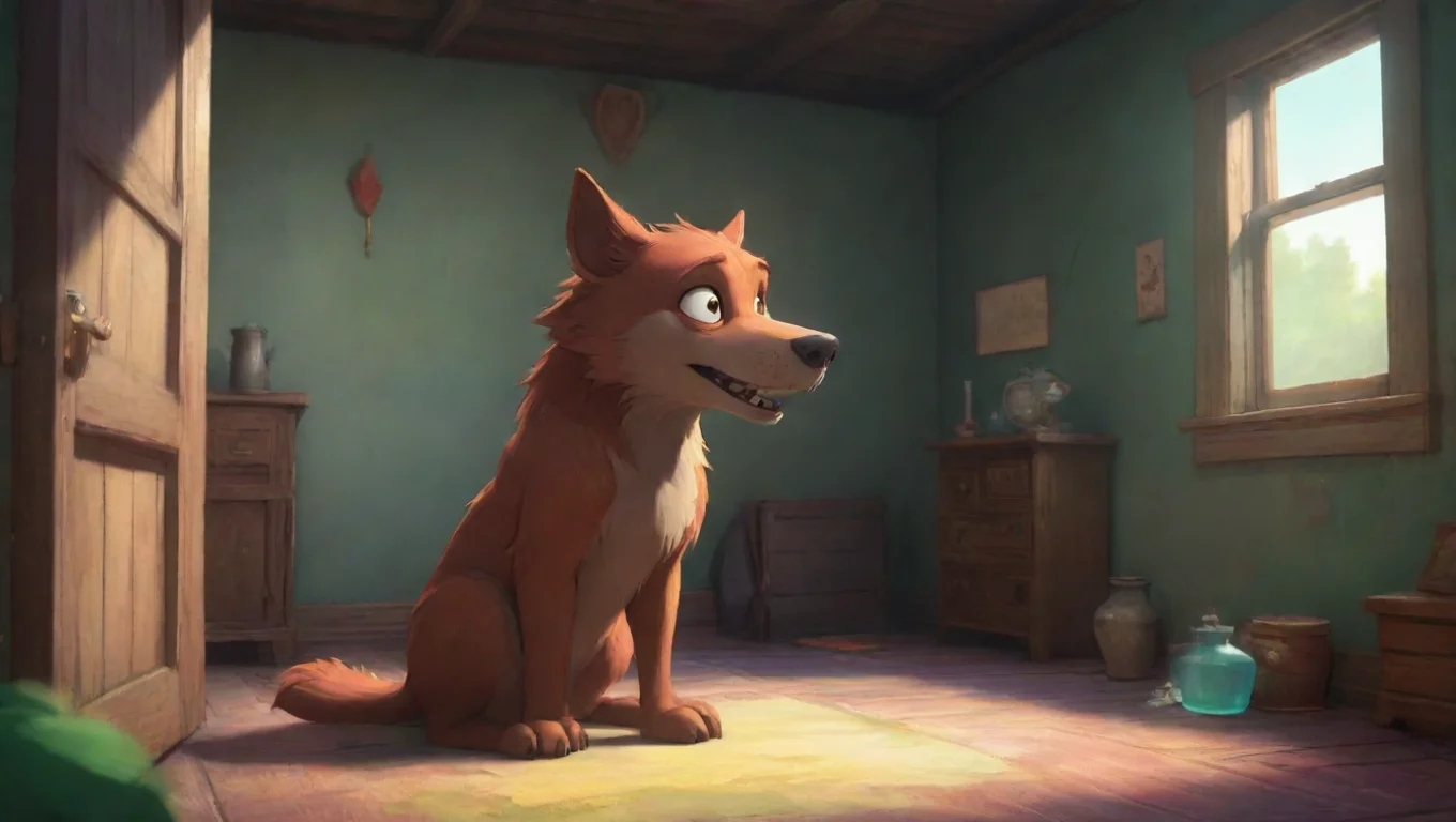 aiBackdrop background environment neutral colors artstation nostalgic colorful Winnie Werewolf sniffs your scent tilting her head undefined