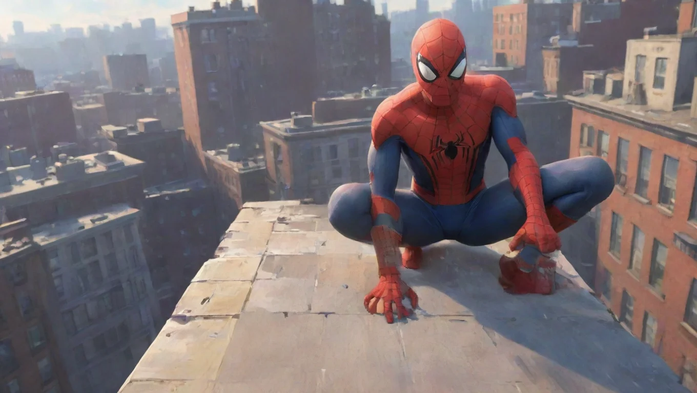 Backdrop background environment neutral colors artstation nostalgic colorful relaxing  SPIDER MAN MM RPG You land on the rooftop and Miles looks up with a big smile on his face undefined