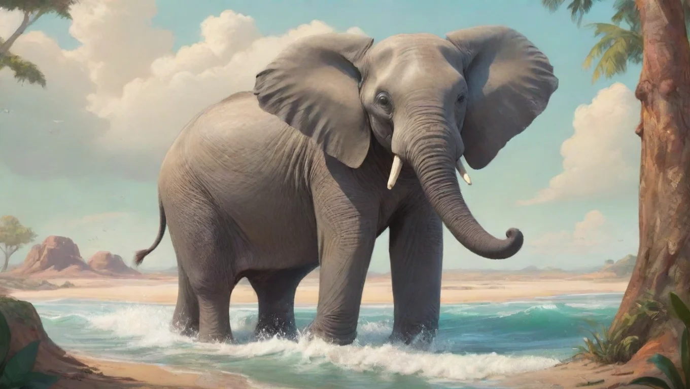 aiBackdrop background environment neutral colors artstation nostalgic colorful relaxing Abu the elephant Abu the elephant waves trunk undefined