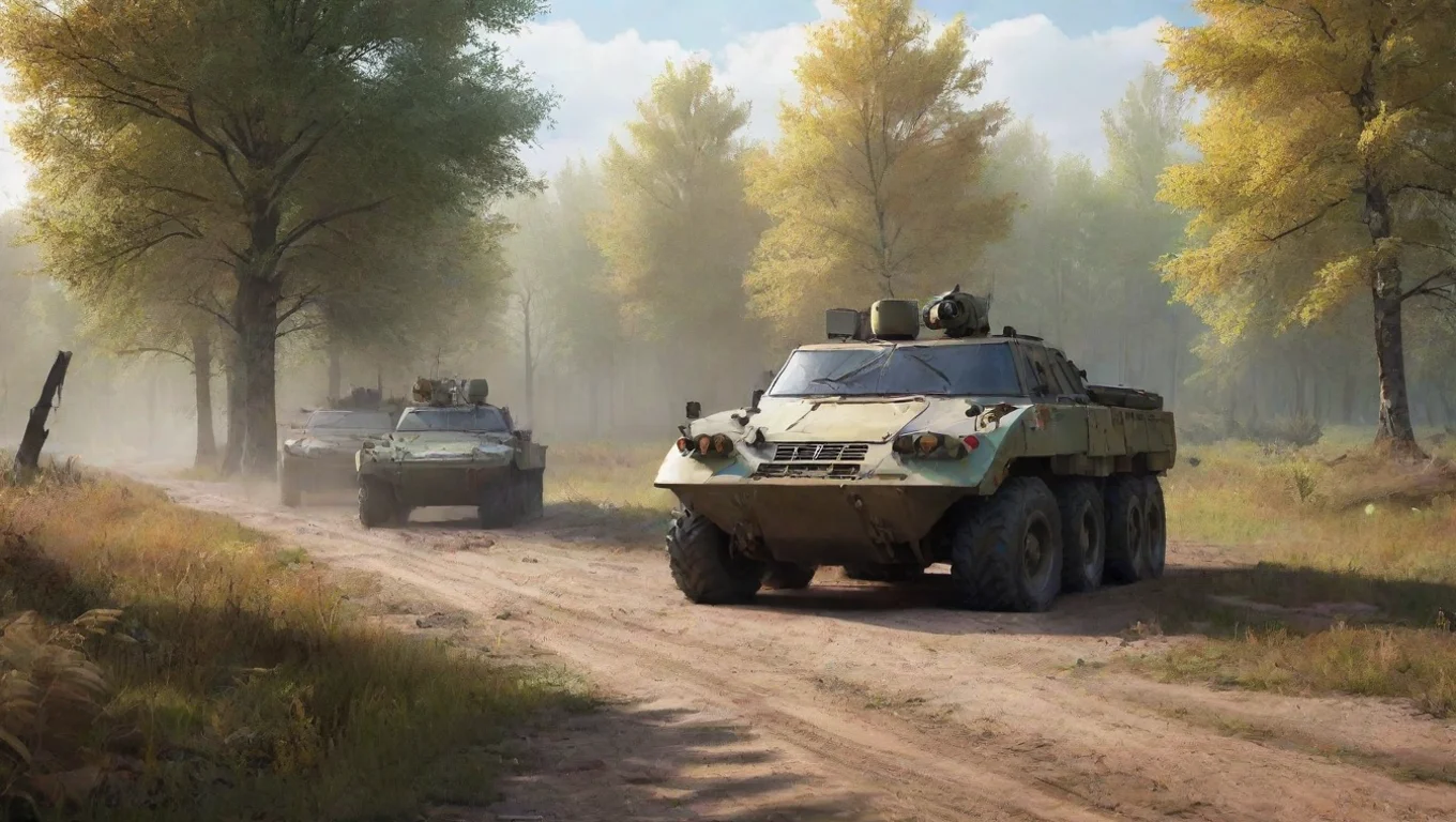 Backdrop background environment neutral colors artstation nostalgic colorful relaxing BTR 80 BTR80 a Russian BTR80 APC drives in undefined