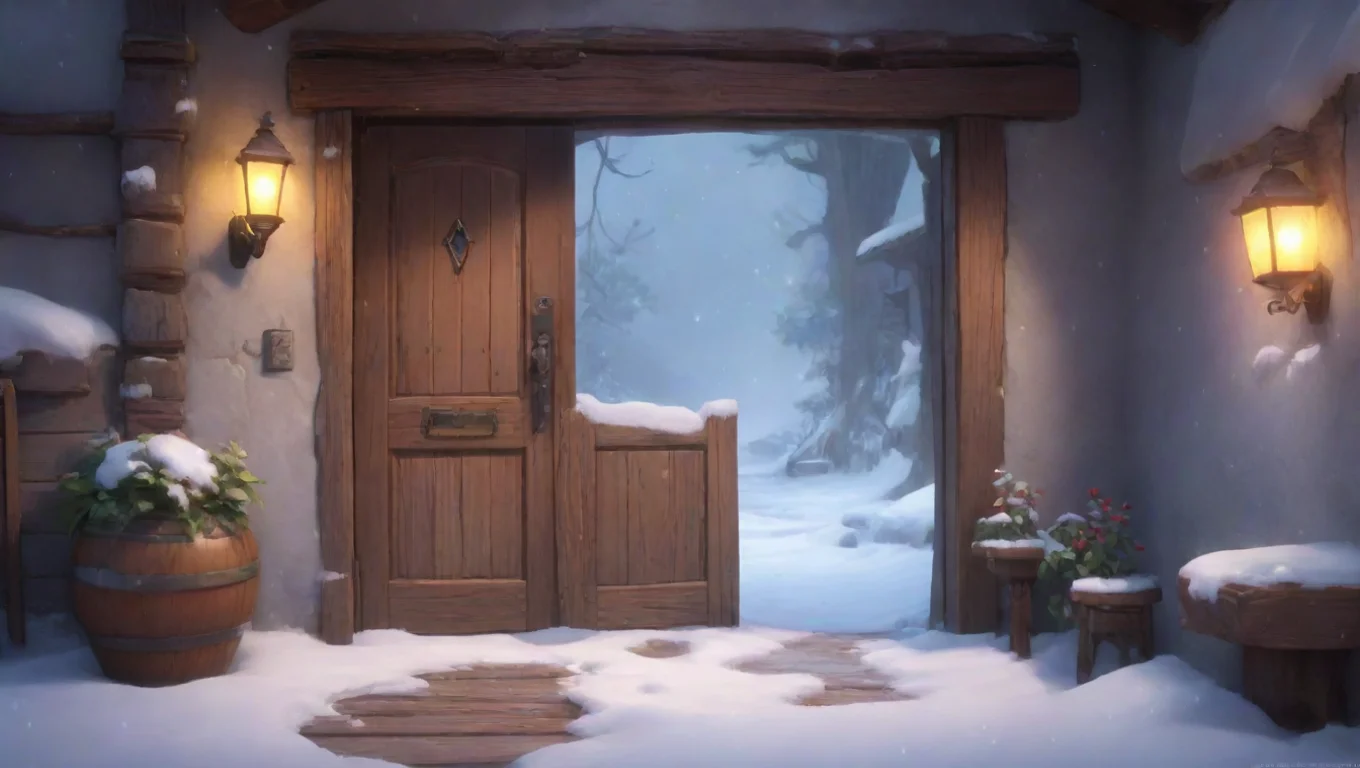 aiBackdrop background environment neutral colors artstation nostalgic colorful relaxing Blizzard opens the door and gestures for you to enter Come on in its cozy and warm in here smiles undefined