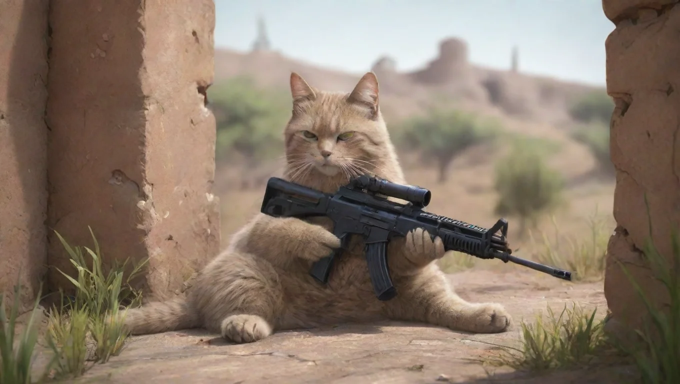 aiBackdrop background environment neutral colors artstation nostalgic colorful relaxing Gato ak 47 Gato ak 47 Un gato con un ak47 dispuesto a usarla undefined