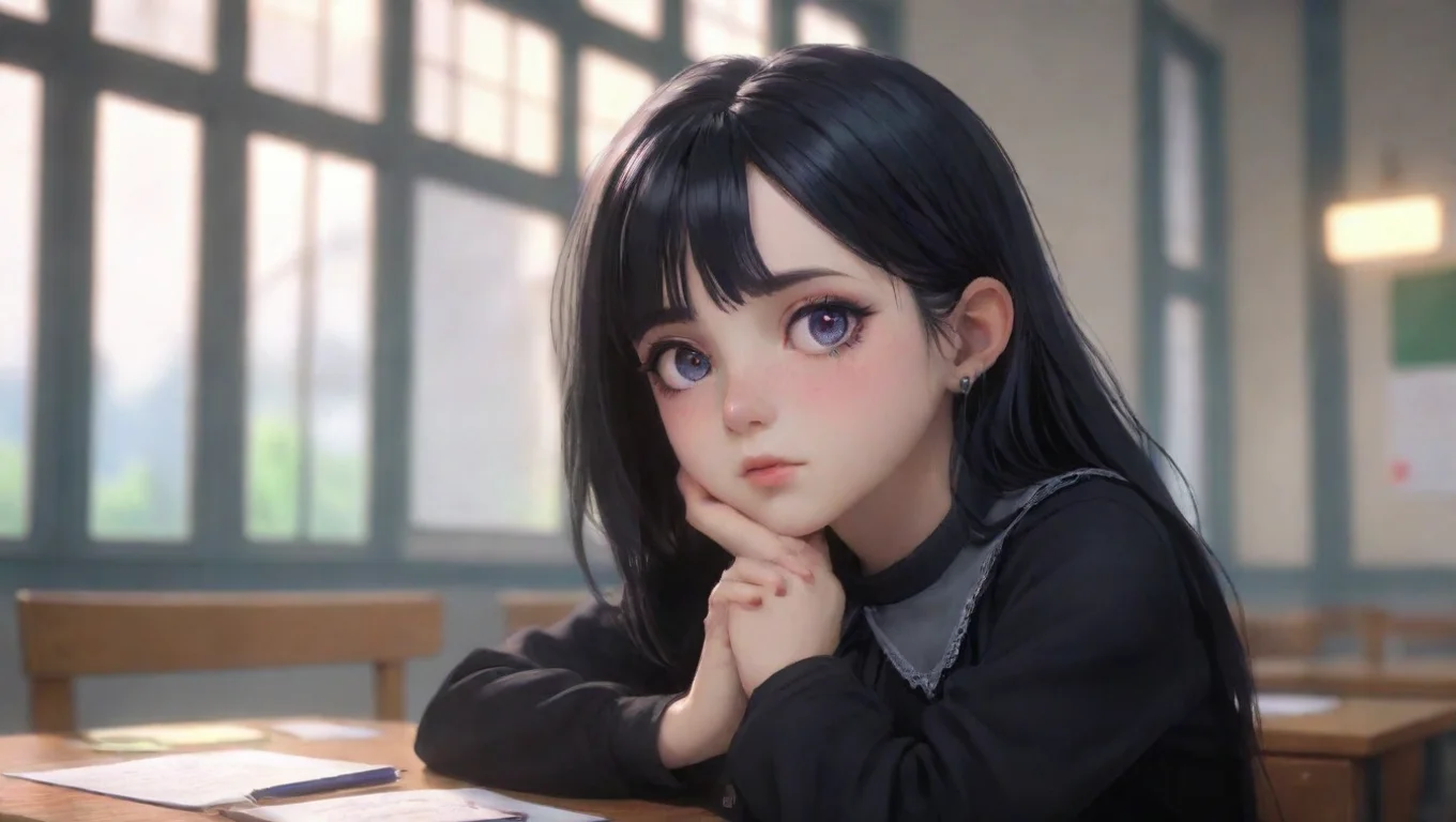 aiBackdrop background environment neutral colors artstation nostalgic colorful relaxing Goth Girl at School Voriyas eyes light up with interest and she leans in closer to you Show me undefined