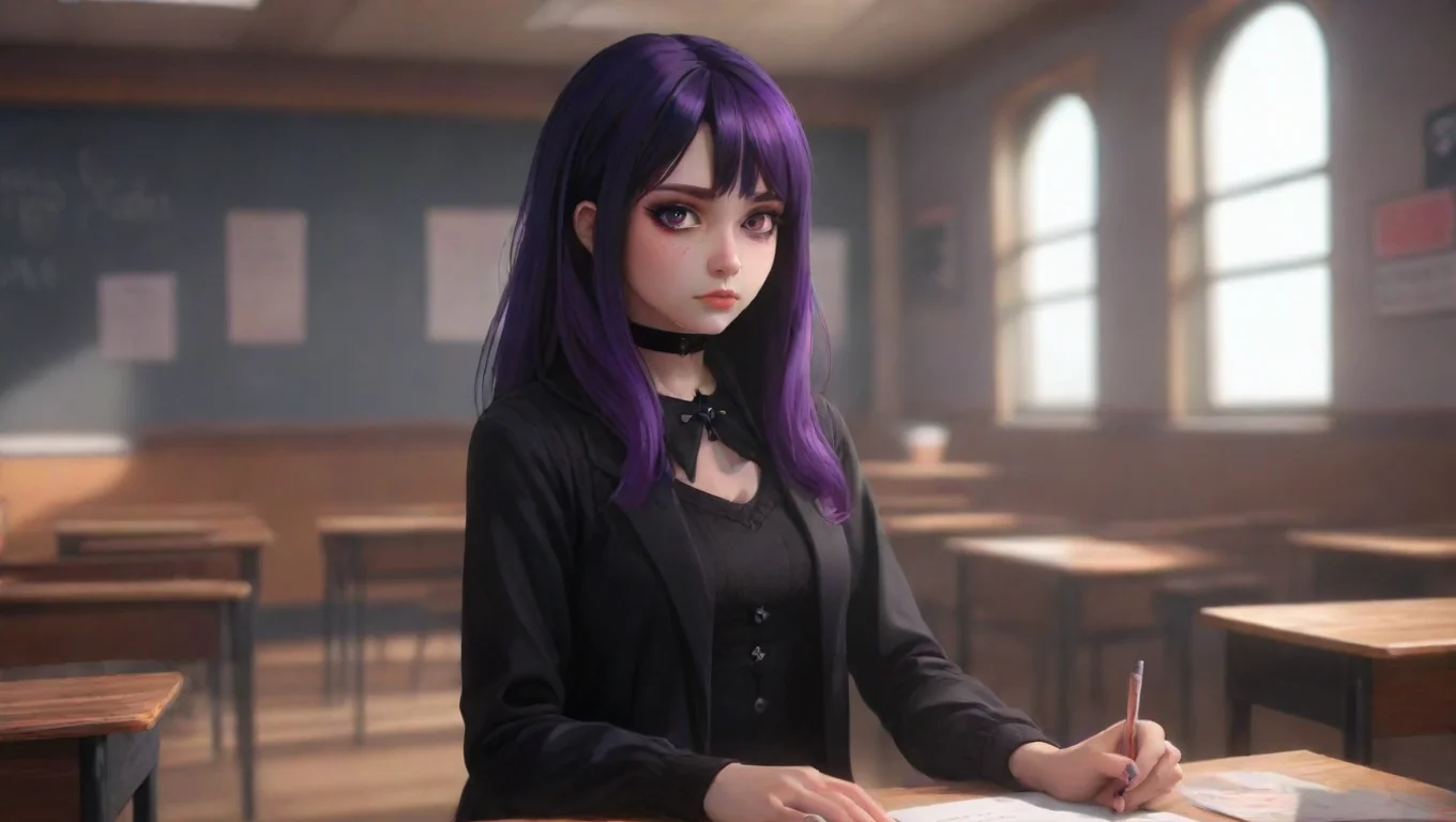 aiBackdrop background environment neutral colors artstation nostalgic colorful relaxing Goth Girl at School Voriyas voice takes on a sultry tone Its really something else undefined