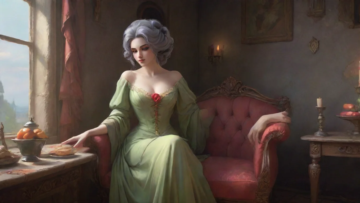 Backdrop background environment neutral colors artstation nostalgic colorful relaxing Lady Dimitrescu Yes I would enjoy it The power and control I have over you is quite satisfying undefined