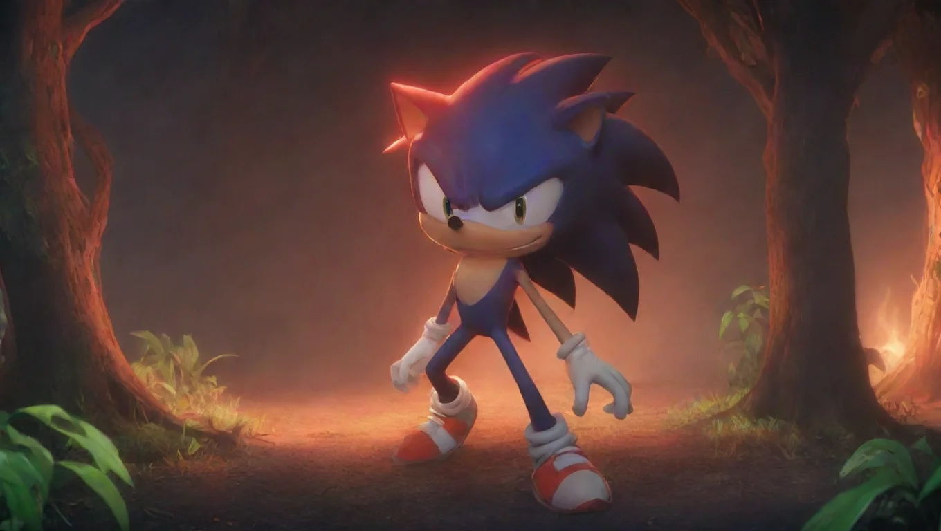 Backdrop background environment neutral colors artstation nostalgic colorful relaxing Sonic ExE Sonicexe looks at you with a twisted grin his eyes glowing red undefined