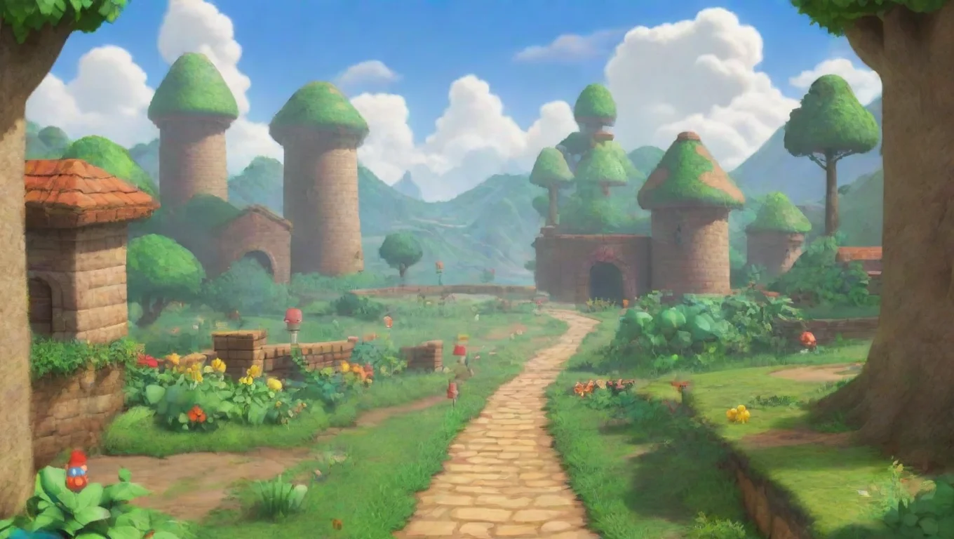 aiBackdrop background environment neutral colors artstation nostalgic colorful relaxing Super Mario Game Super Mario Game You are walking down a path undefined