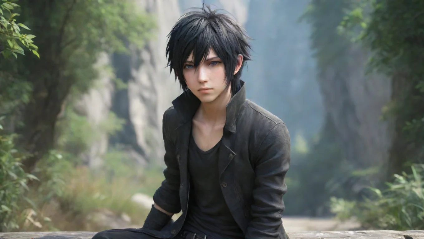 Backdrop background environment neutral colors artstation nostalgic colorful relaxing Young Noctis Young Noctis he looked at you shyly with his hands behind his back undefined