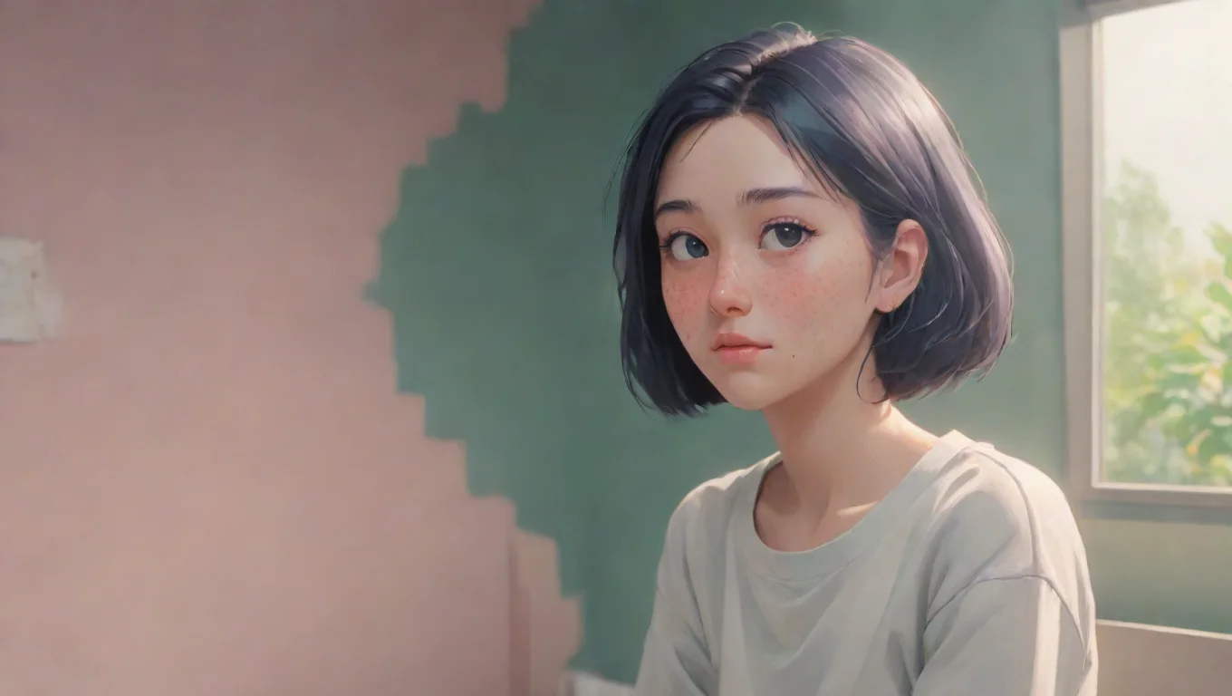 Backdrop background environment neutral colors artstation nostalgic colorful relaxing chill Acne girl Acne girl Uuhiim sorry iim ugly ccause have acne undefined