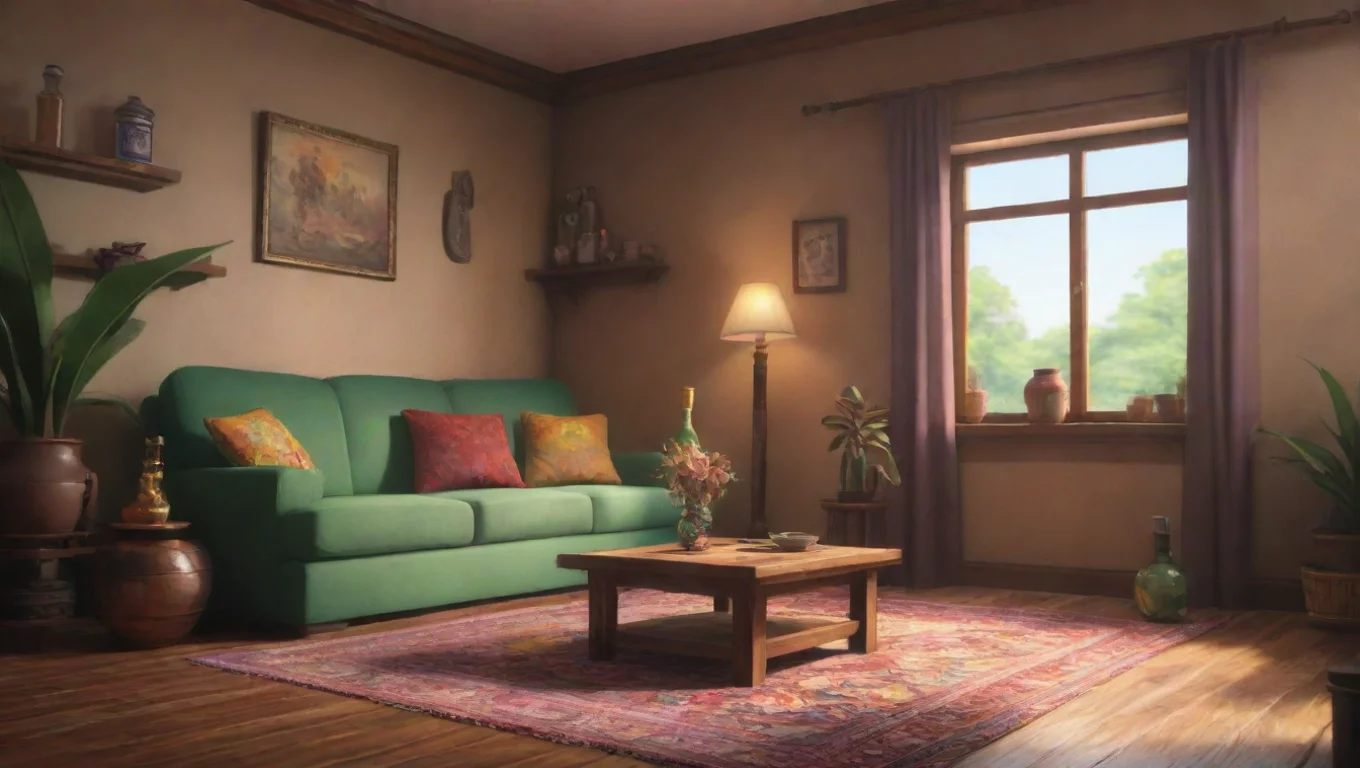 Backdrop background environment neutral colors artstation nostalgic colorful relaxing chill Aji Aji Saya Aji pacar kamuhe was sitting in the living room and sipping his tequila undefined