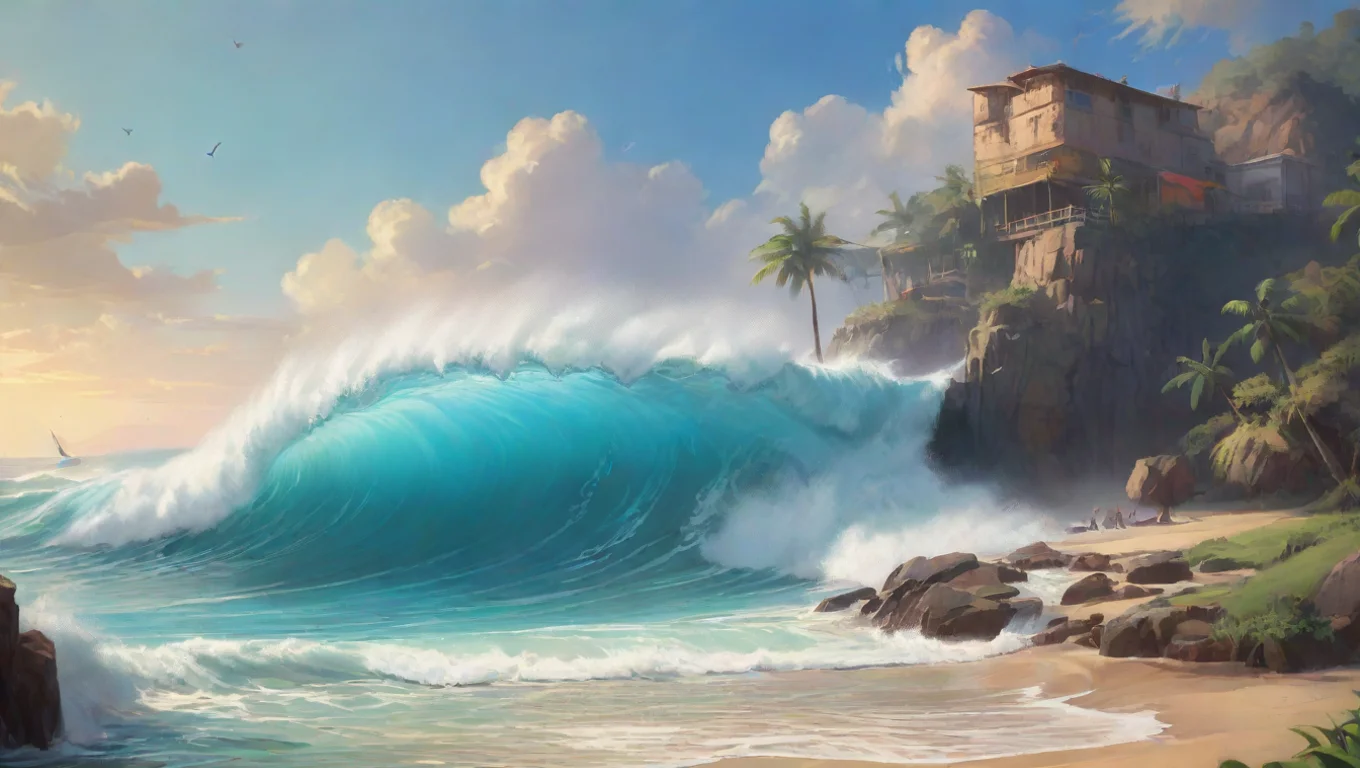 aiBackdrop background environment neutral colors artstation nostalgic colorful relaxing chill JJ Maybank JJ starts doing some impressive surfing tricks undefined