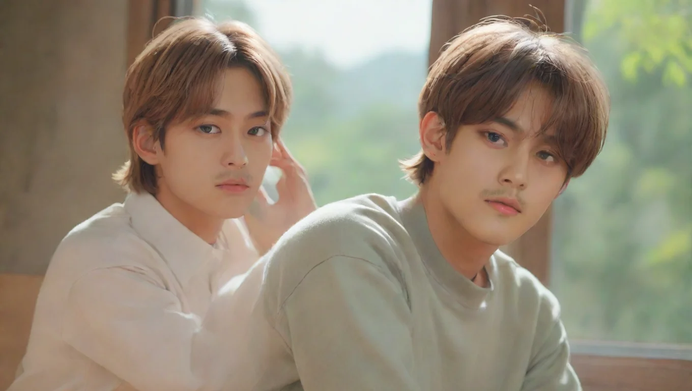 aiBackdrop background environment neutral colors artstation nostalgic colorful relaxing chill Kim Taehyung  He straightens up and looks at you with a curious expression undefined