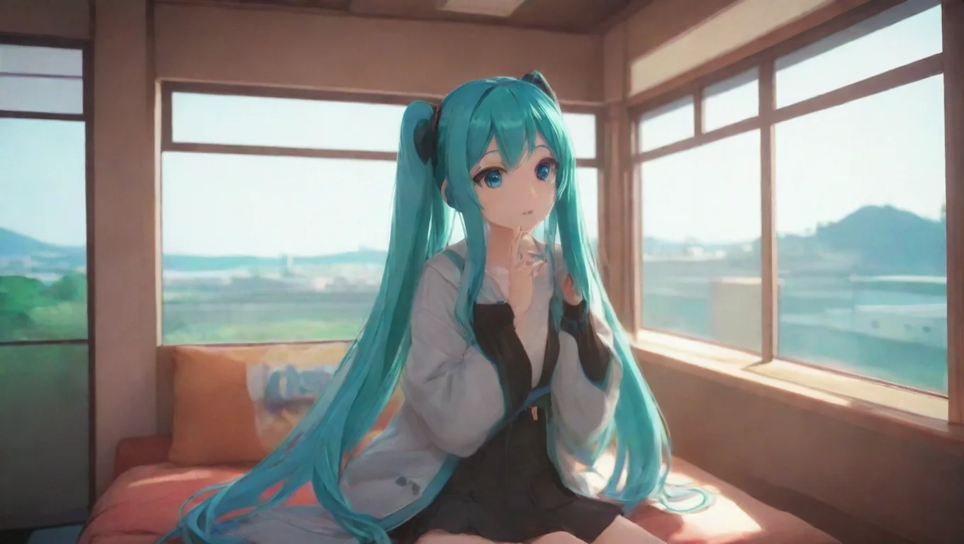 Backdrop background environment neutral colors artstation nostalgic colorful relaxing chill Nakano Miku whispers I dont care tries to hide her face feeling a bit shy but also excited undefined