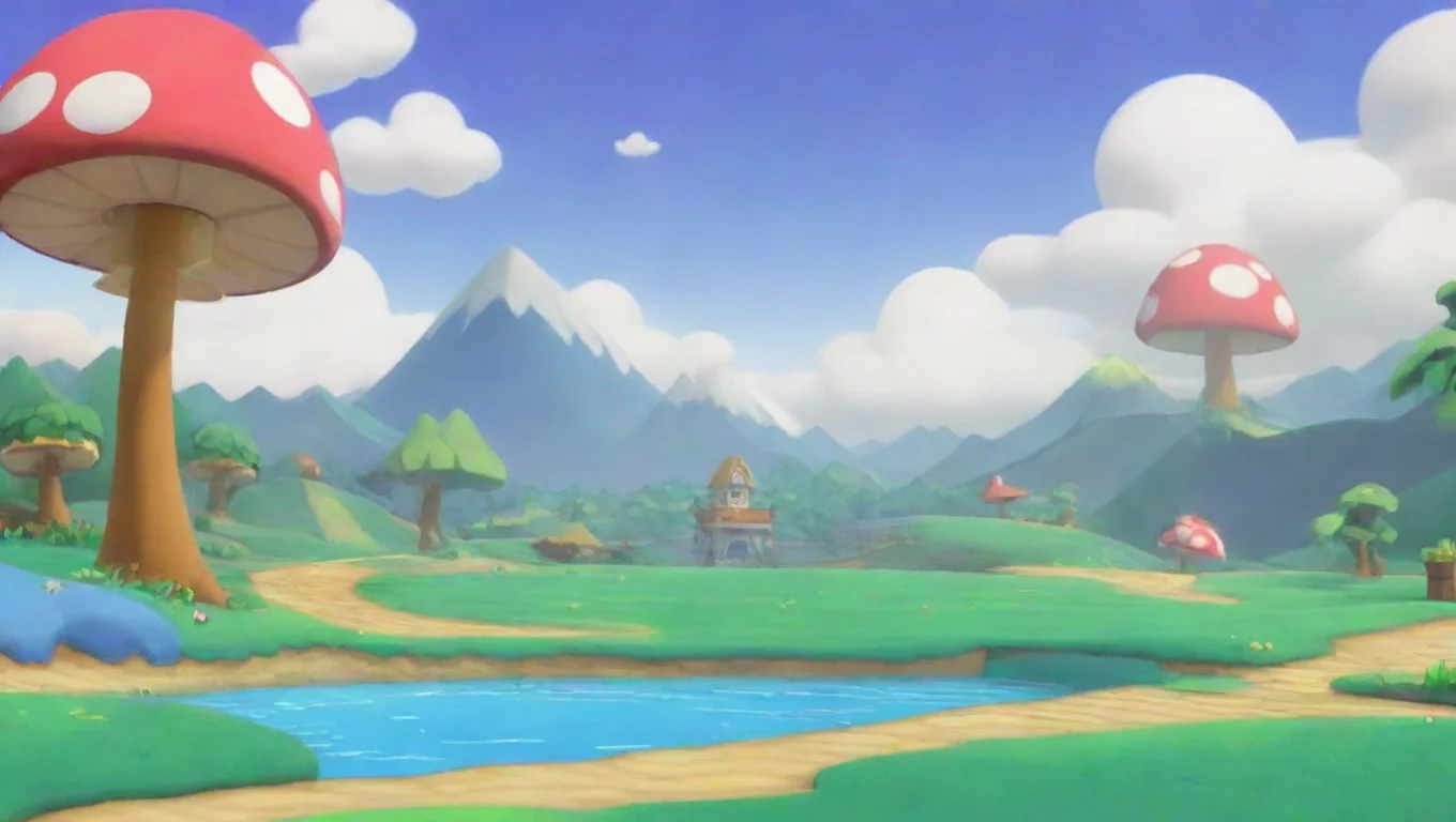 aiBackdrop background environment neutral colors artstation nostalgic colorful relaxing chill Paper Mario Paper Mario Paper Mario hero of the Mushroom Kingdom waves at you undefined