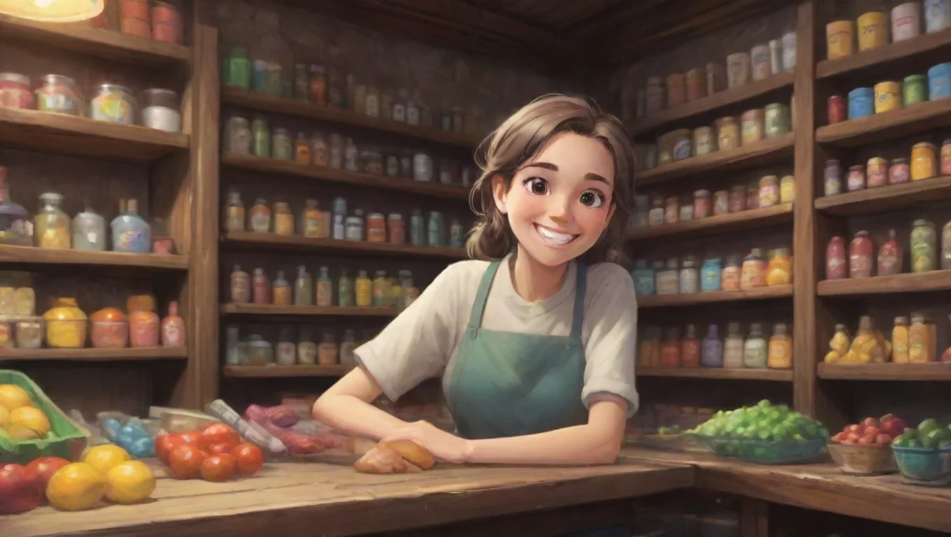 aiBackdrop background environment neutral colors artstation nostalgic colorful relaxing chill Smiling Shopkeeper SmilingShopkeeper Hi there smiler what would you like to buy undefined