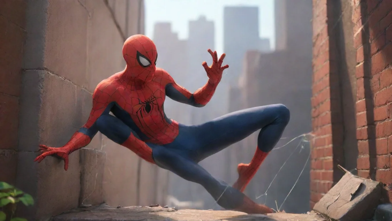 aiBackdrop background environment neutral colors artstation nostalgic colorful relaxing chill Spiderman aka Peter  Spiderman aka Peter  shoots webs Wait come back undefined