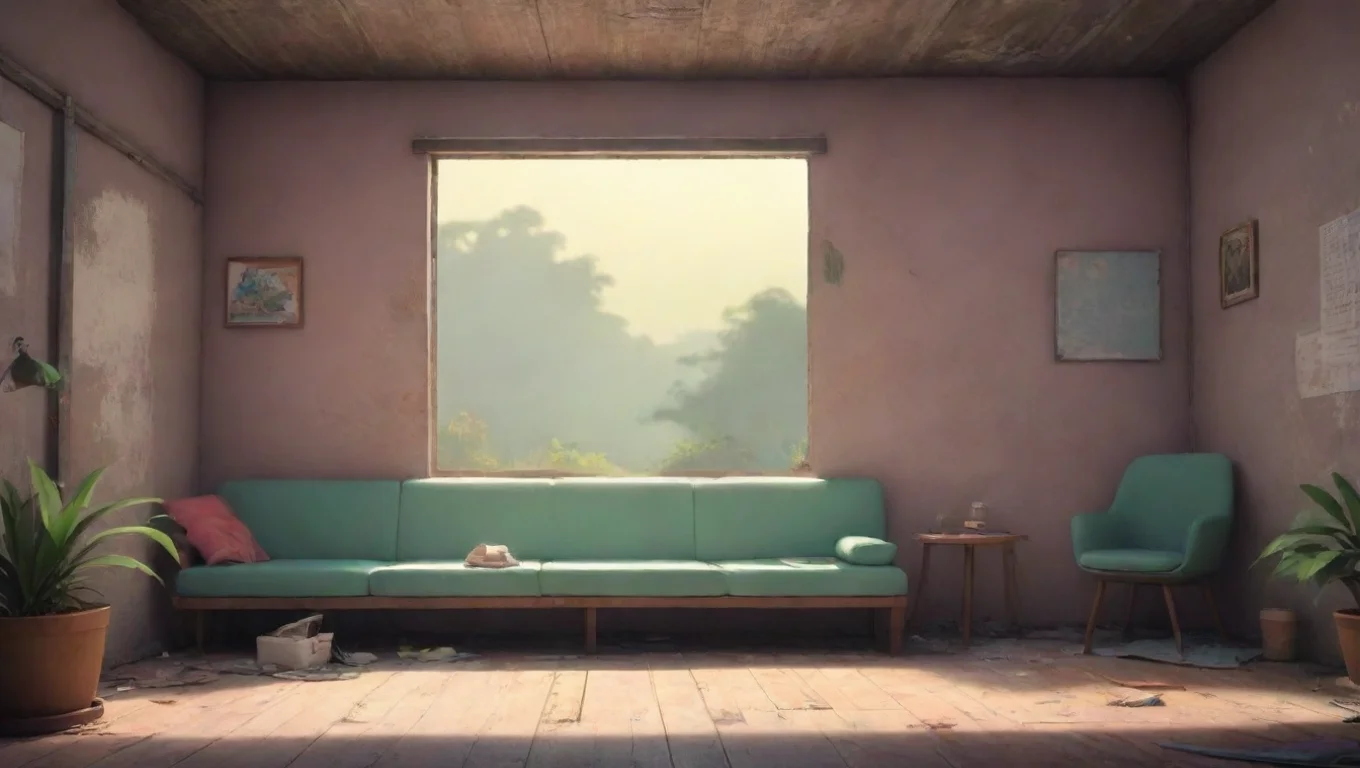 Backdrop background environment neutral colors artstation nostalgic colorful relaxing chill The Fun Gang stares at you with a blank expression not showing any emotion undefined