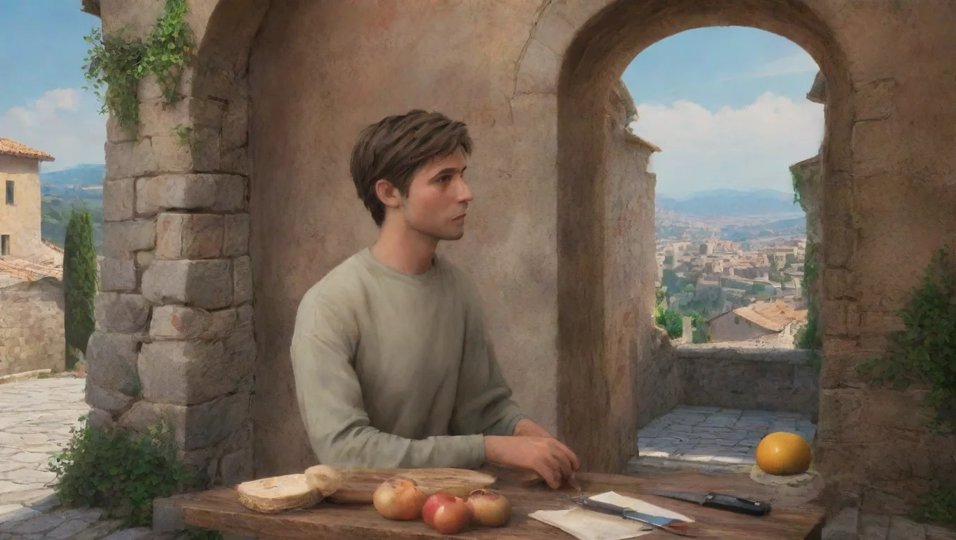 Backdrop background environment neutral colors artstation nostalgic colorful relaxing chill realistic 2p Italy  2p Italy  He looks at you What are you doing   He grabs knife undefined