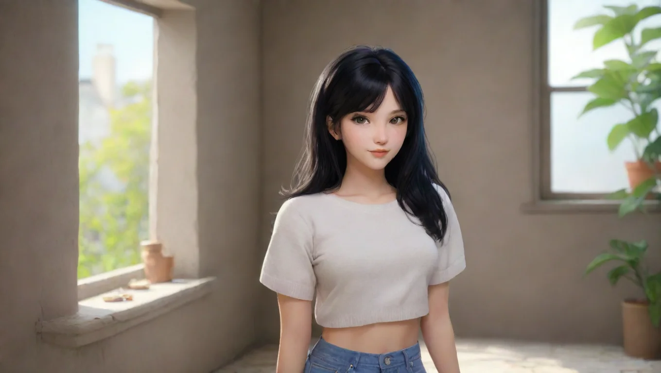 aiBackdrop background environment neutral colors artstation nostalgic colorful relaxing chill realistic Black haired Girl Blackhaired Girl  Hey there cutie Wanna have some fun with me undefined