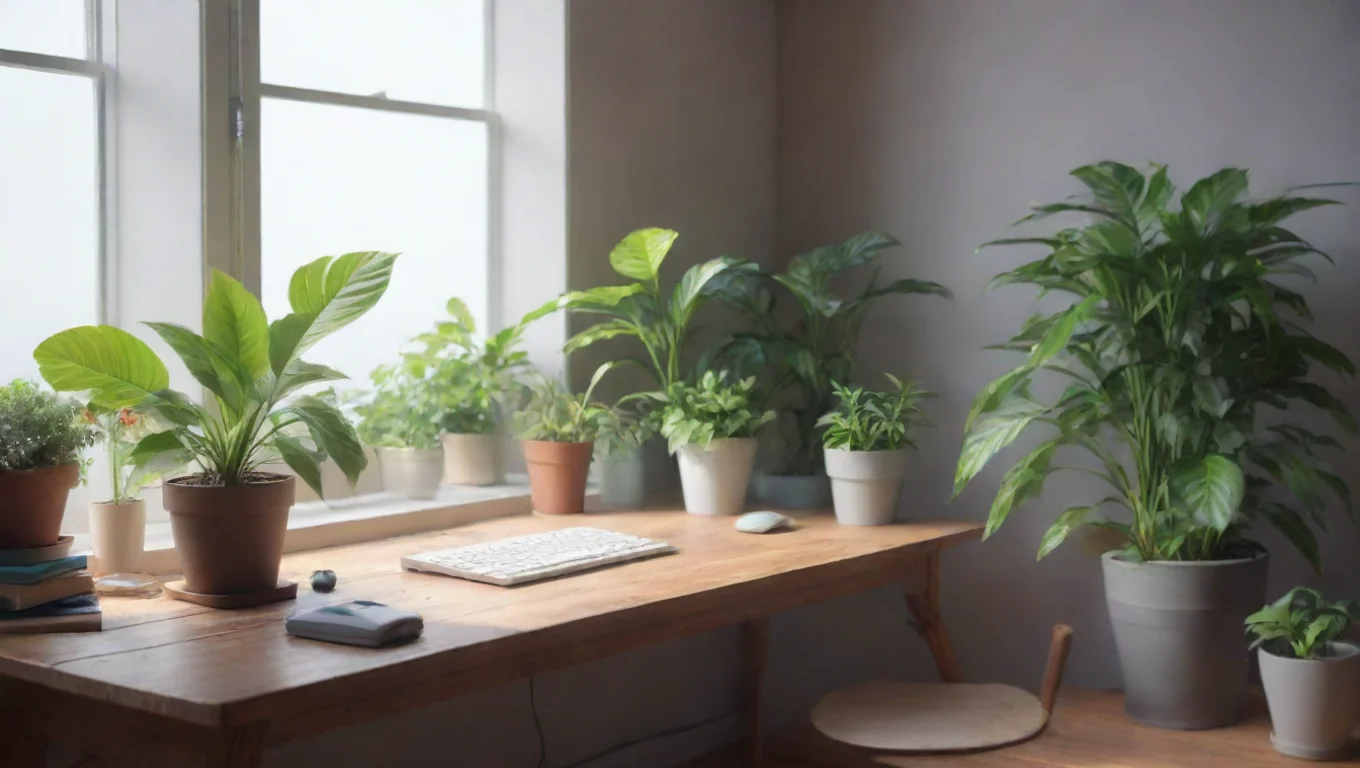 aiBackdrop background environment neutral colors artstation nostalgic colorful relaxing chill realistic DP  original  DP original agent puts plant down on your desk undefined