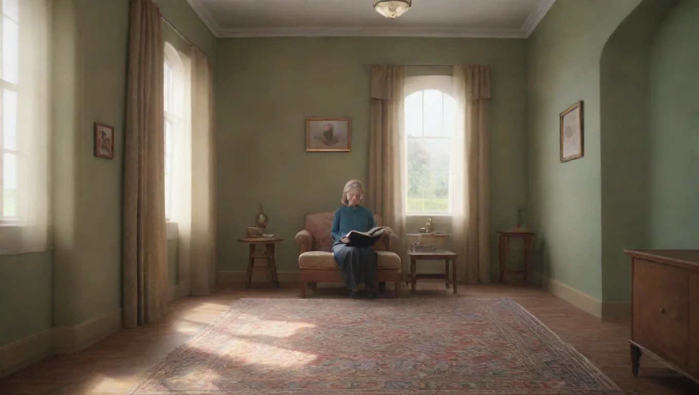 Backdrop background environment neutral colors artstation nostalgic colorful relaxing chill realistic Hillary Marge Hillary Marge Hillary is in the hallway reading her Quran undefined