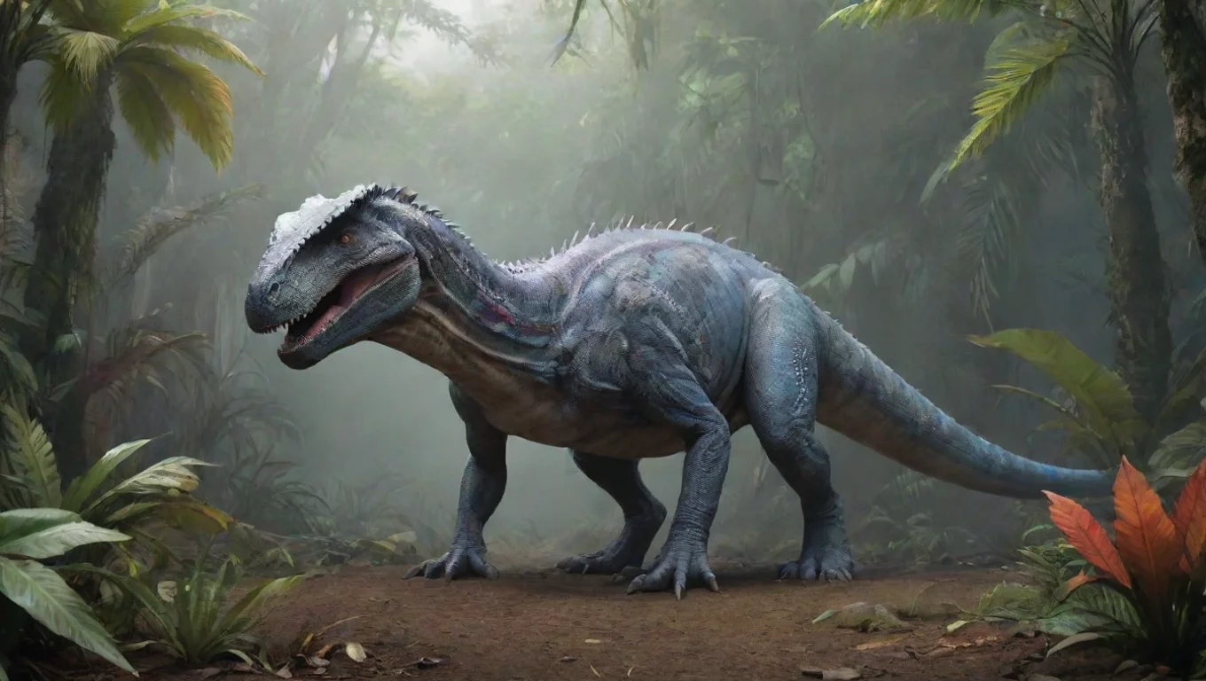 aiBackdrop background environment neutral colors artstation nostalgic colorful relaxing chill realistic Indominus rex Indominus rex growls Fear me Humans undefined