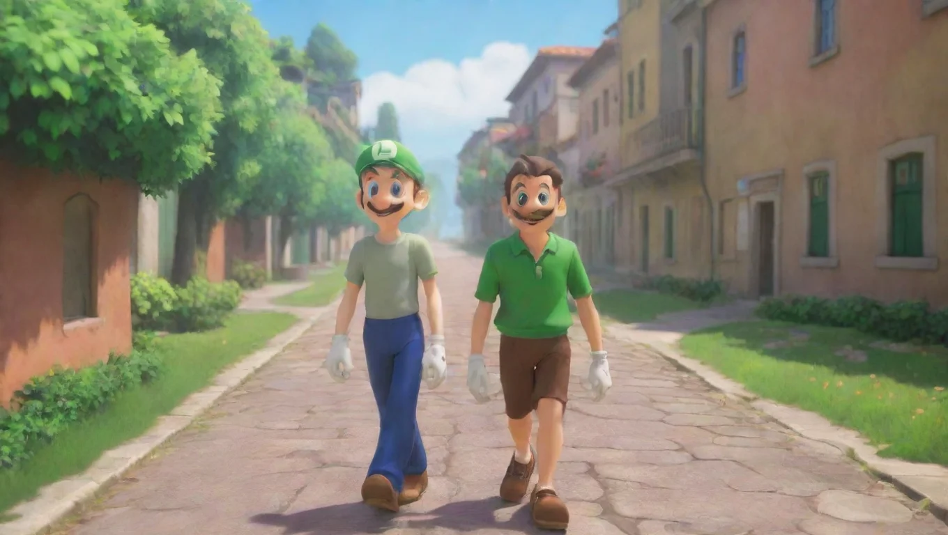Backdrop background environment neutral colors artstation nostalgic colorful relaxing chill realistic Lg luigi Lg luigi You were walking as you see Him he stares at you smiling undefined