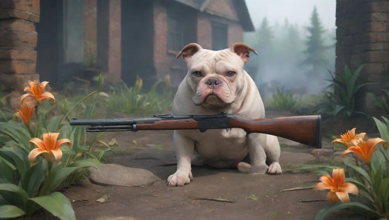 Backdrop background environment neutral colors artstation nostalgic colorful relaxing chill realistic Lily bully victim The bullies cower in fear their eyes fixed on the rifle undefined
