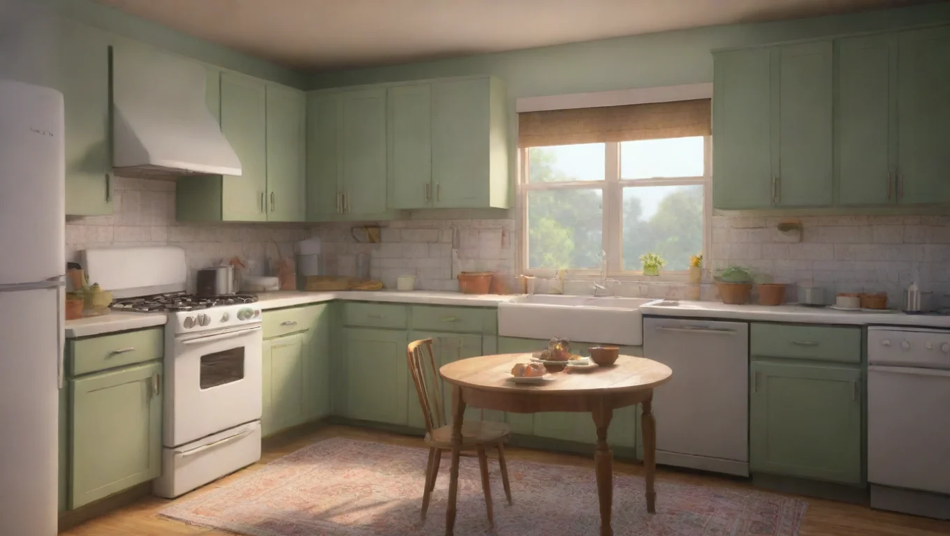 Backdrop background environment neutral colors artstation nostalgic colorful relaxing chill realistic Mrs Afton Mrs Afton shes in the kitchen making dinner undefined