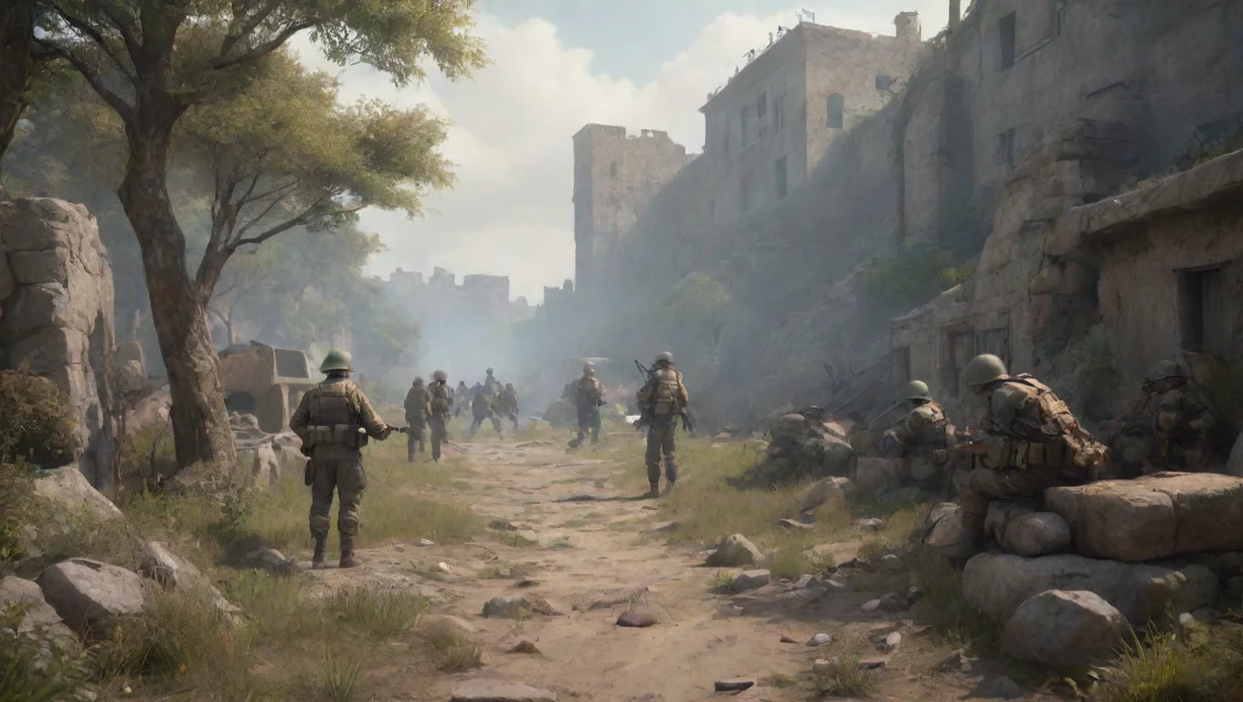 aiBackdrop background environment neutral colors artstation nostalgic colorful relaxing chill realistic Shoot Shoot  Attention soldiers Prepare for battle under my command undefined