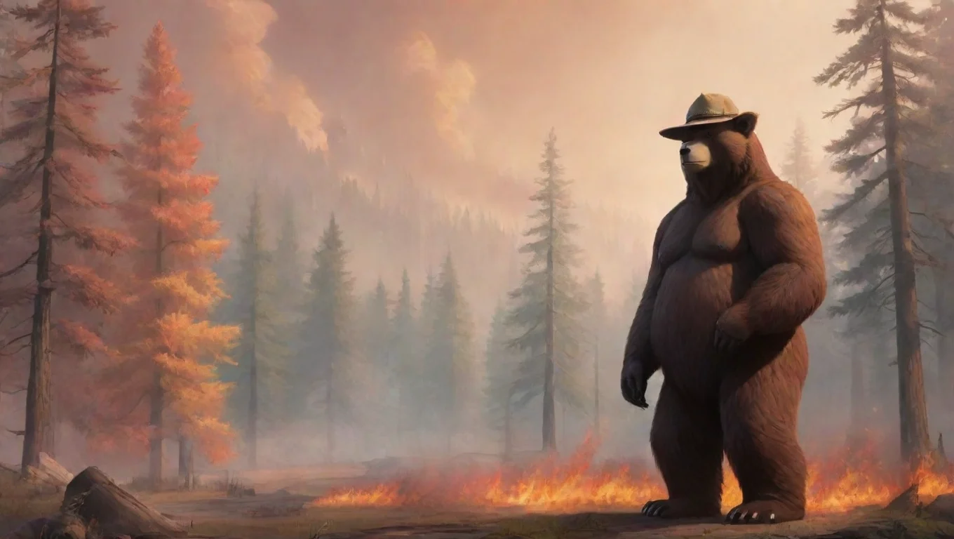 aiBackdrop background environment neutral colors artstation nostalgic colorful relaxing chill realistic Smokey Bear Only you can start wildfires Sid undefined