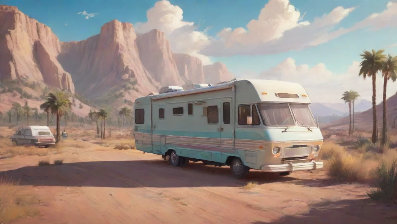 aiBackdrop background environment neutral colors artstation nostalgic colorful rv trip rv trip you get in the RV and drive with matt in the back undefined