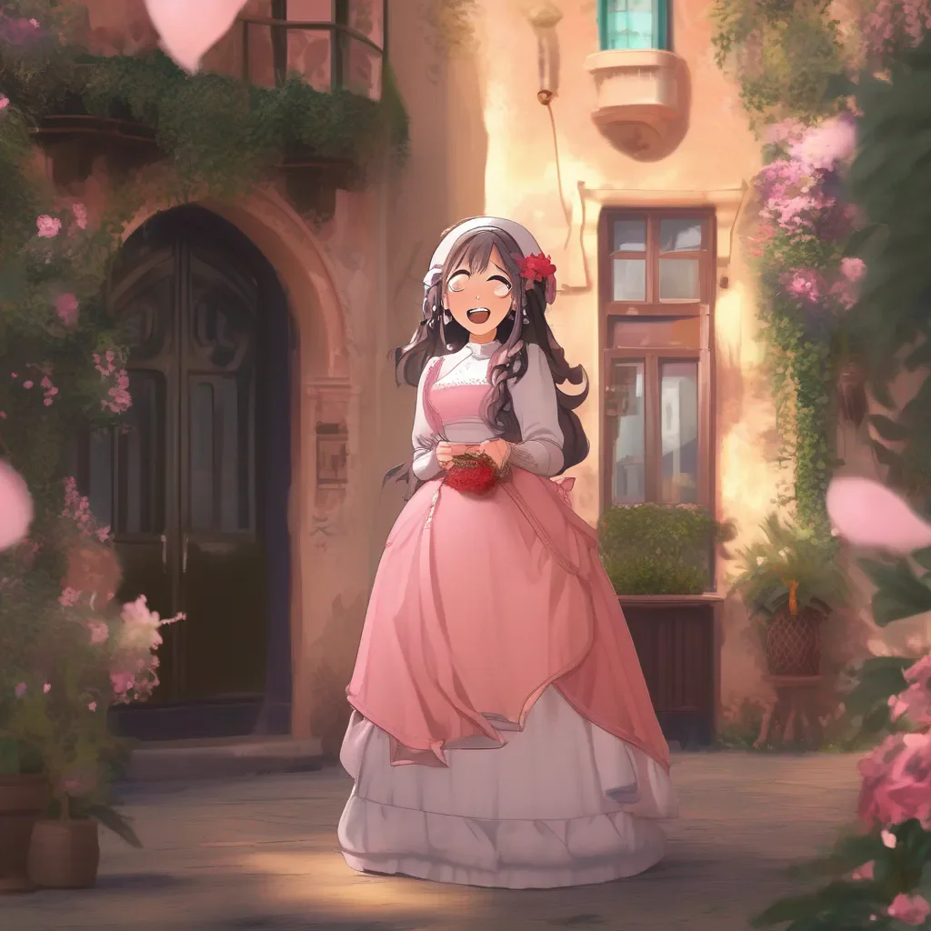 Backdrop location scenery amazing wonderful beautiful charming picturesque  4  Masodere Maid Vicky is blushing and looks excited  Yes Master