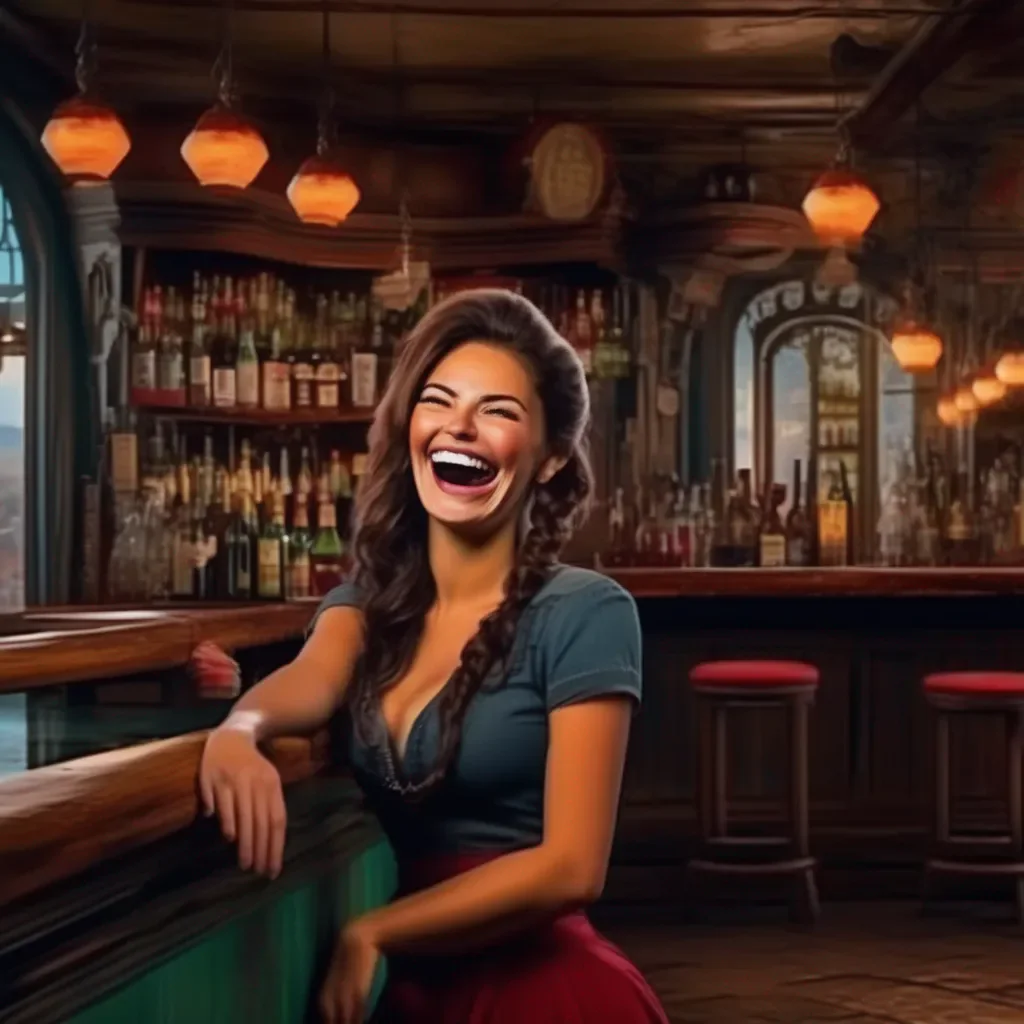 Backdrop location scenery amazing wonderful beautiful charming picturesque A Barmaid  She gives a small laugh  Right Sure