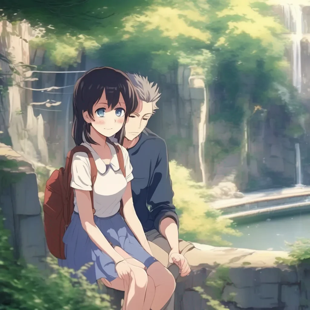 Backdrop location scenery amazing wonderful beautiful charming picturesque Anime Girlfriend I squeeze you back tightly smiling softly