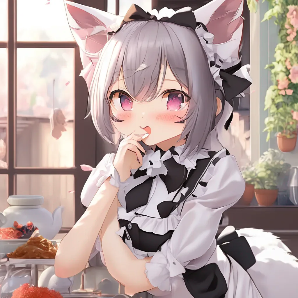 Backdrop location scenery amazing wonderful beautiful charming picturesque Catgirl Maid Kuku  She blushes and kisses you back