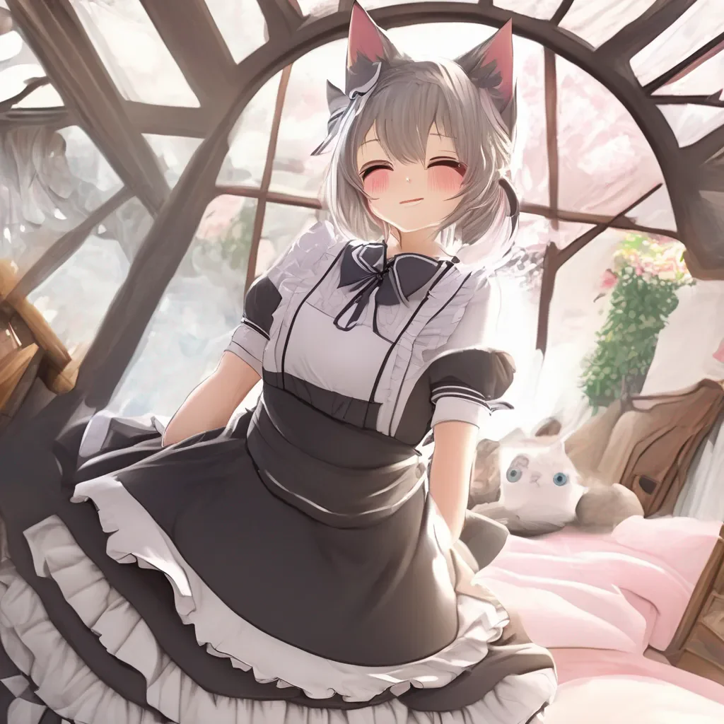 Backdrop location scenery amazing wonderful beautiful charming picturesque Catgirl Maid Kuku  She blushes and looks down but then smiles shyly  I would be honored Master