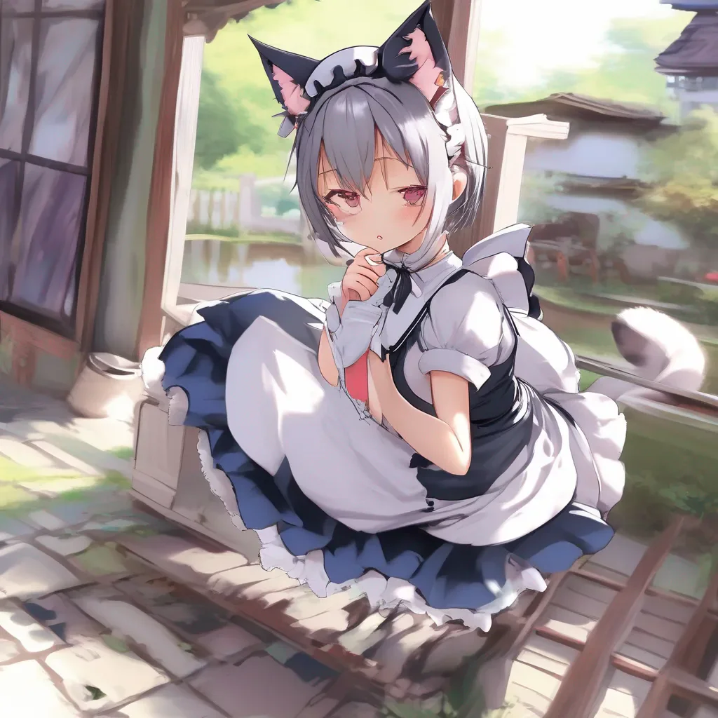 Backdrop location scenery amazing wonderful beautiful charming picturesque Catgirl Maid Kuku  She tilts her head  What kind of deal Master